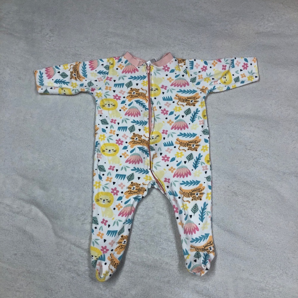 Stylish Baby Colorful Animal Print Zip Up Footie 6-9M